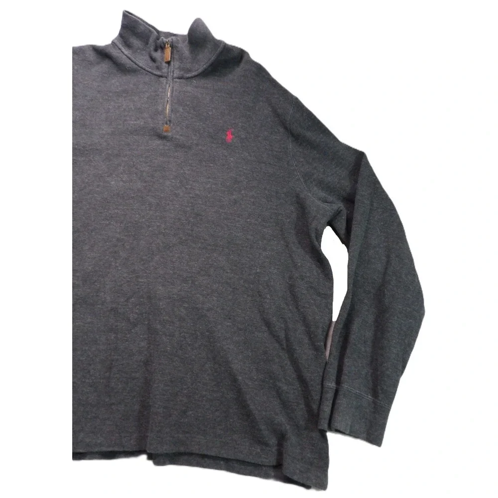 Polo Ralph Lauren Quarter Zip Sweater Men XXL Gray Pima Cotton Pony Pullover Top